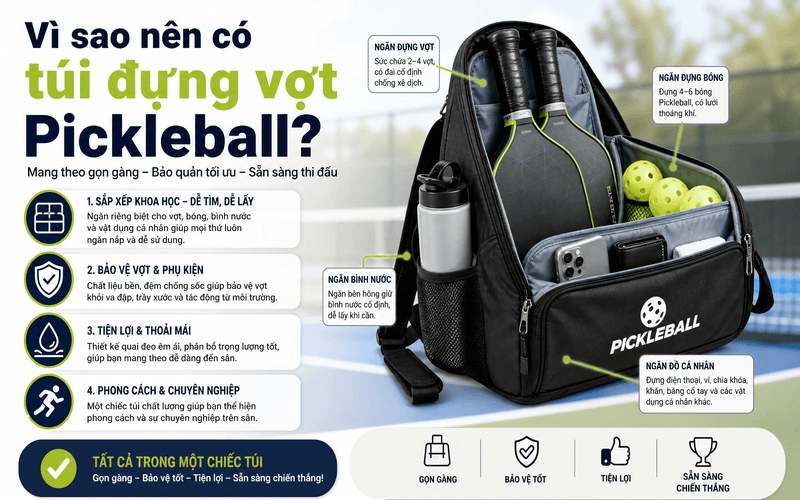 Túi đựng vợt Pickleball: Cách chọn túi phù hợp cho người mới và người chơi thường xuyên