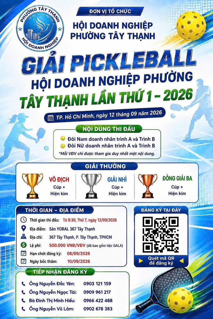 Bóng Gold Pick Được Tin Dùng Tại Giải Pickleball Hội Doanh Nghiệp Phường Tây Thạnh Lần 1 – 2026